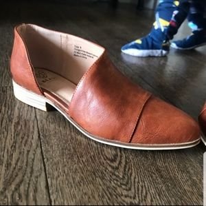 Brown cut out slip on booties